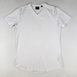 Cuts Clothing Mens Small White Curve Hem Short Sleeve T Shirt
